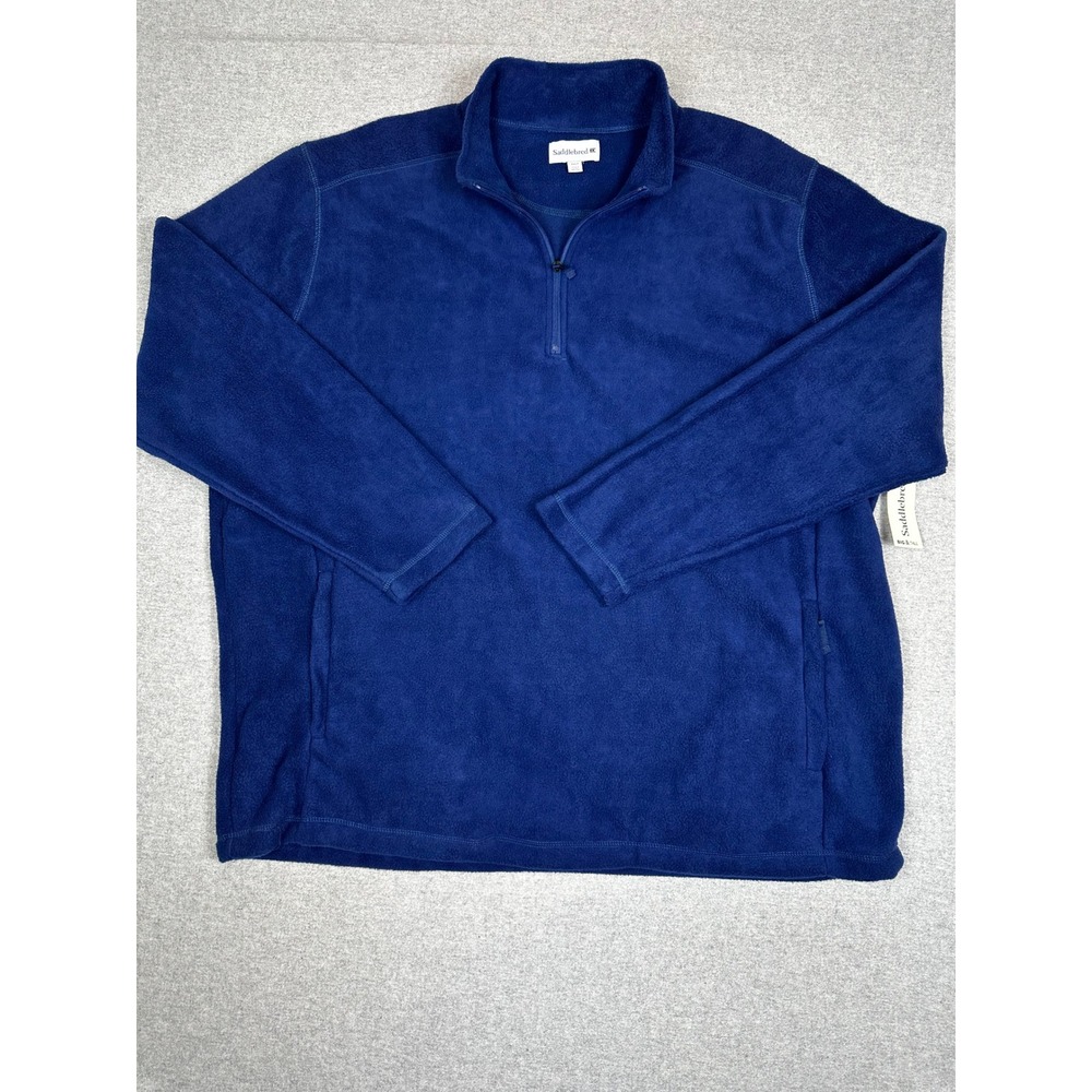 NWT Saddlebred Mens 3XLT Big‎ Tall Quarter Zip Fleece Pullover Blue Eve NEW